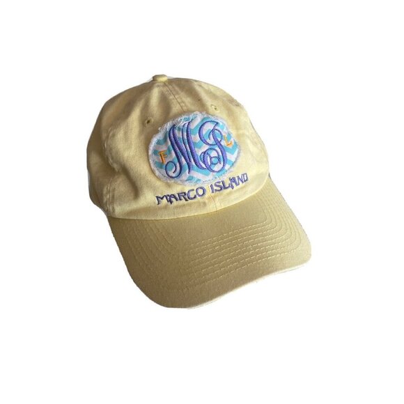 Florida Marco Island Adjustable Hat Cap Yellow Monogram - Picture 1 of 6